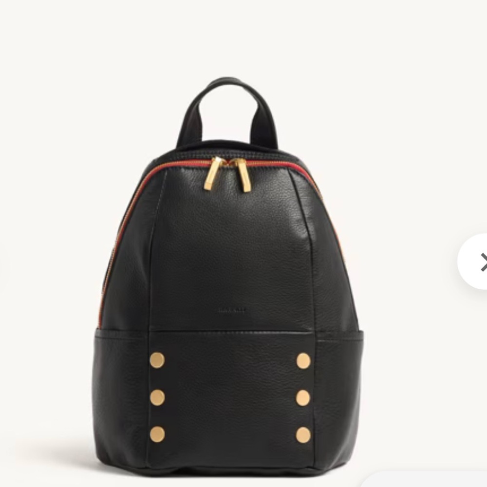 EEUC Hammitt Medium Backpack - Pebbled Black Leather with Brushed Gold Hardware